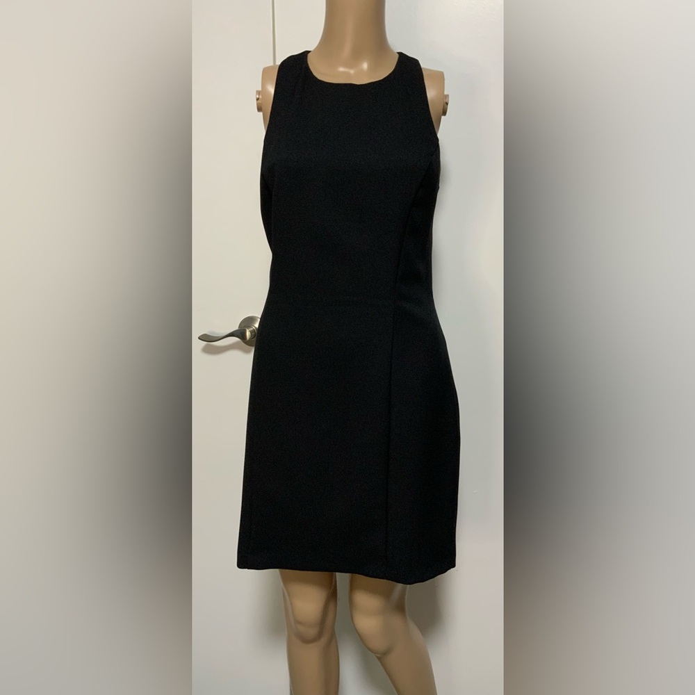 Roberta Bridal Black Halter Sheath Midi Dress - the back is gorgeous